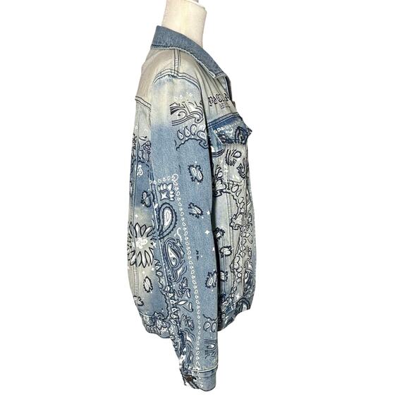 Rockstar Original Men’s Printed Denim Jacket RSM6080-SKI-BLUE Size Small EUC - Picture 2 of 7